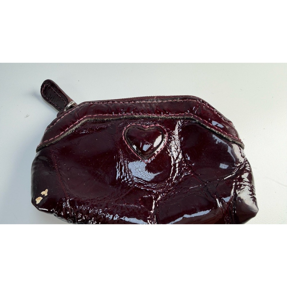 Patent leather Heart detail Burgundy coin wallet Brighton chic boho whimsical